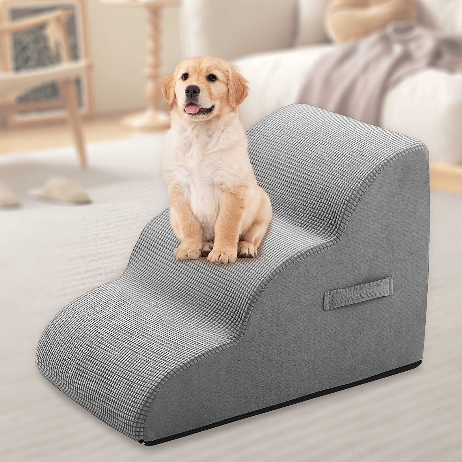 Small Dog Steps 2/3/4 Stairs Non-Slip Washable for Injured Older Pets with Joint Pain