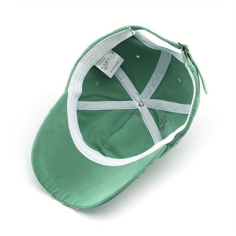 Women's Vintage Distressed Baseball Cap Sun Protection Adjustable Polyester Stripe Flag Style