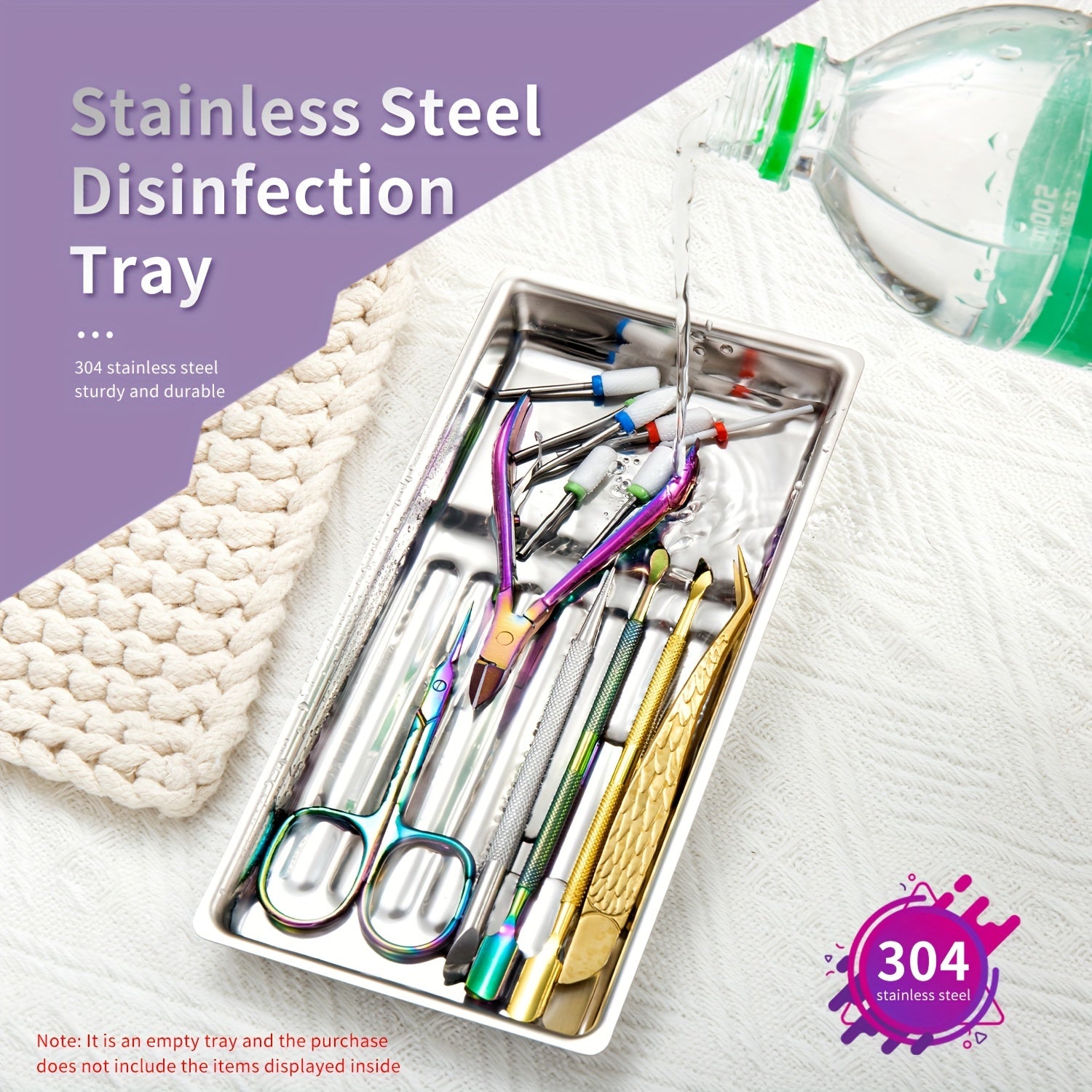 Stainless Steel Sterilization Tray for Nail Tools Salon and Home Disinfection