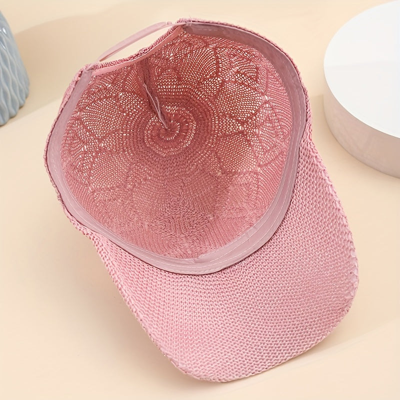 Adjustable Mesh Baseball Cap for Outdoor Sun Protection Breathable Polyester