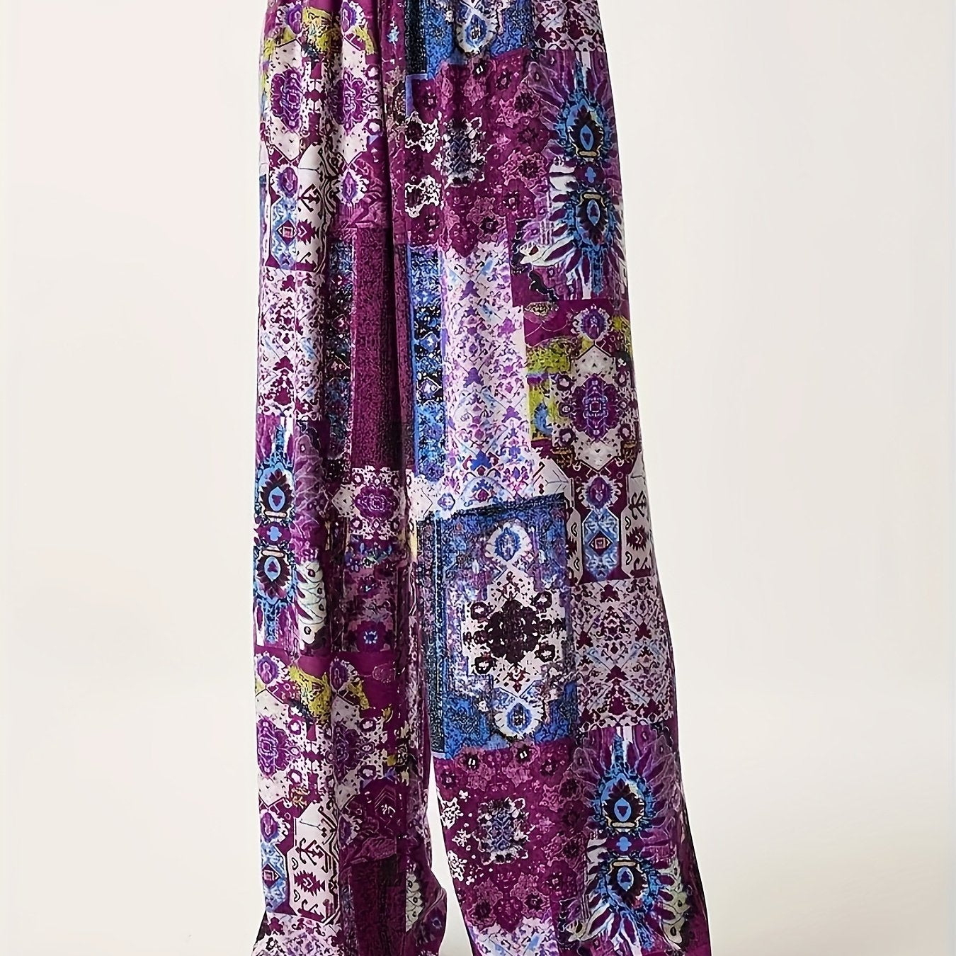 Women's Tribal Print Wide Leg Pants Polyester Blend All-Season Plus Size