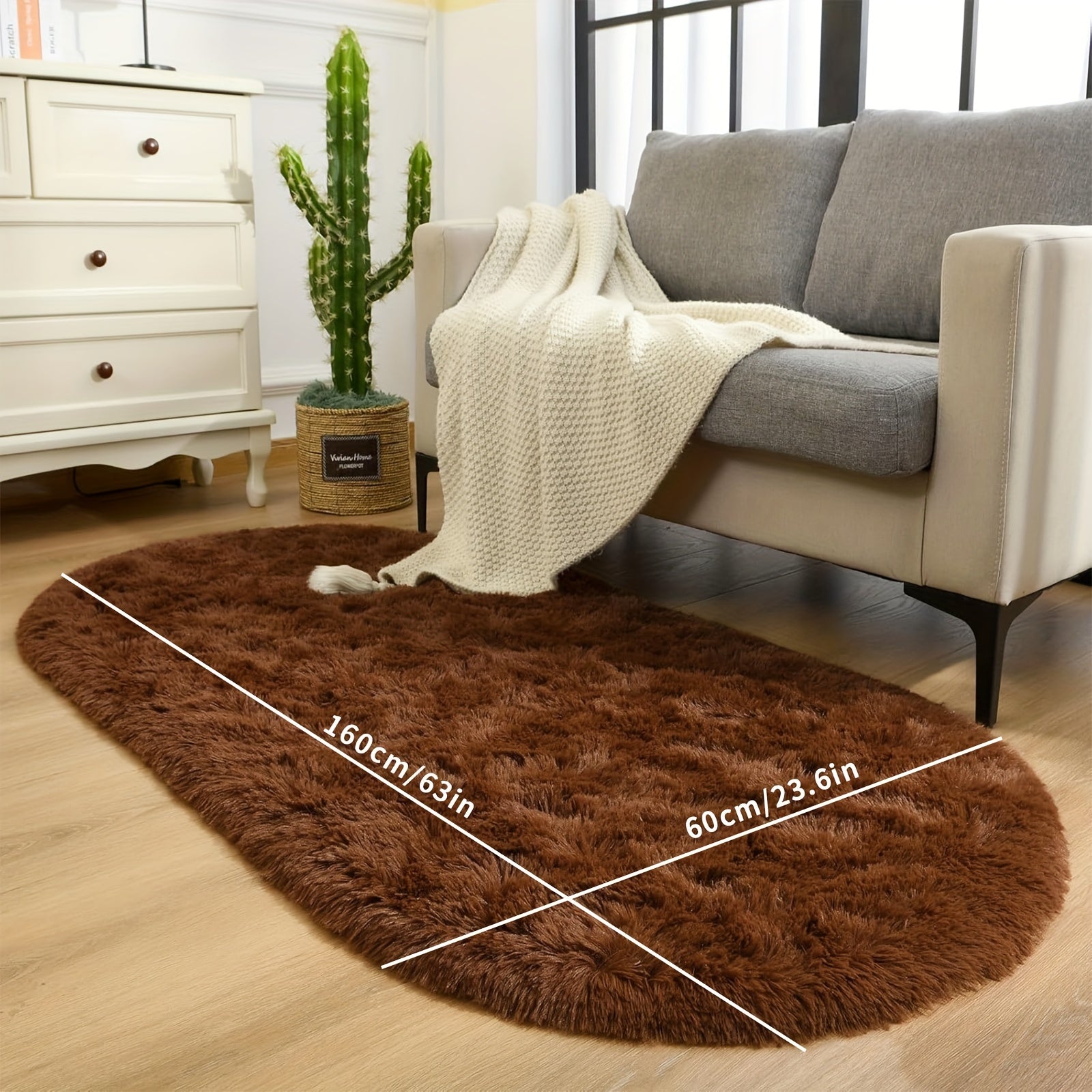 Soft Fluffy Shag Area Rug Non-Slip Machine Washable for Living Room or Bedroom