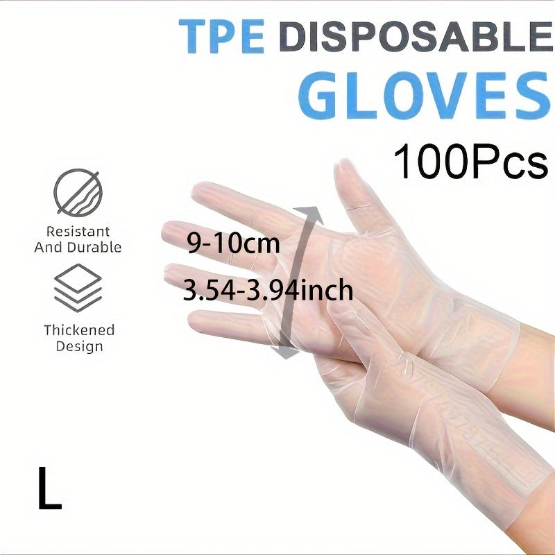 100 Pcs Waterproof TPE Disposable Gloves Food Safe Powder Free Clear Multipurpose