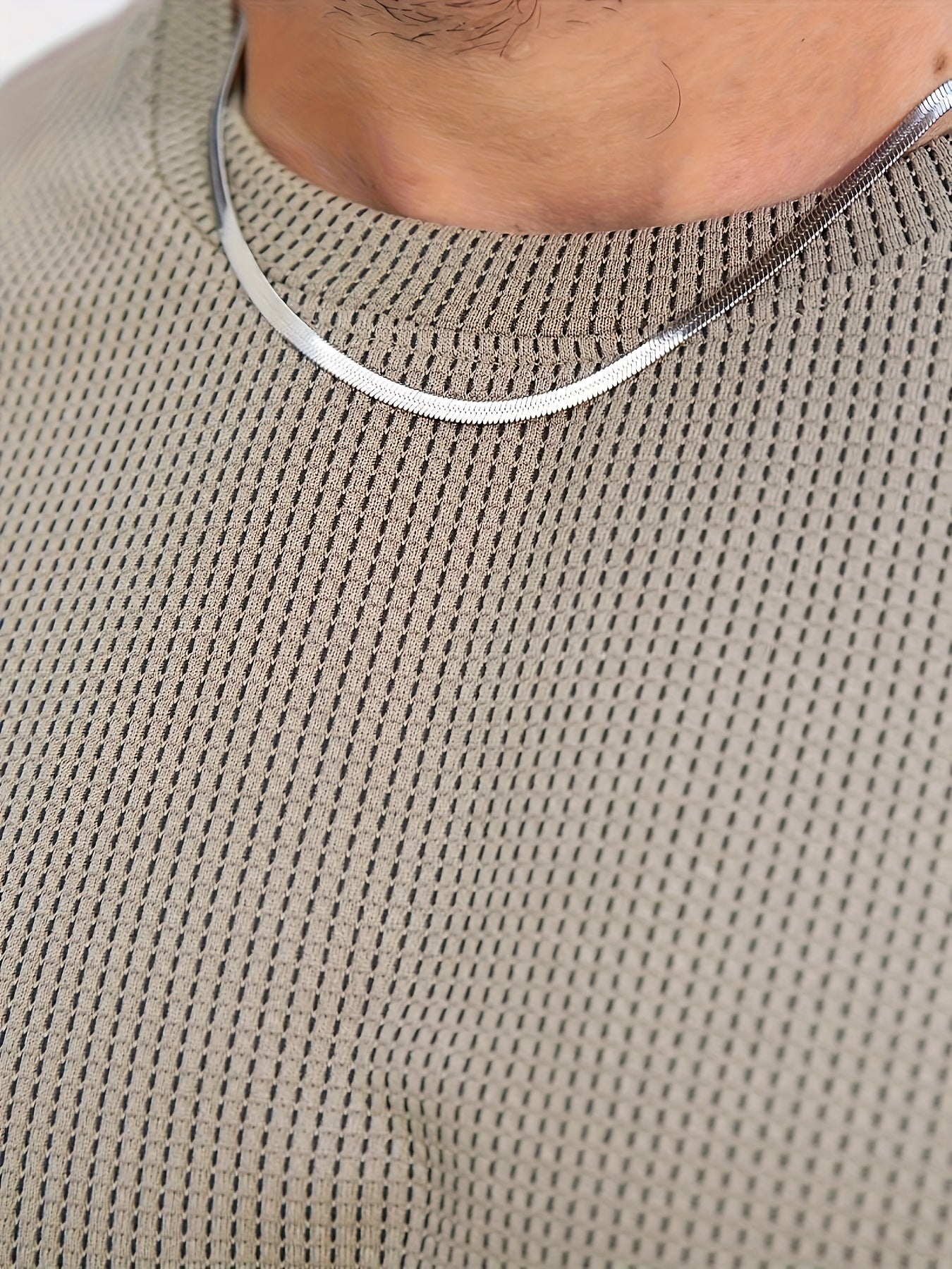 Men's Plus Size Dark Gray Long Sleeve Crewneck Top in Soft Polyester Knit for Fall Winter