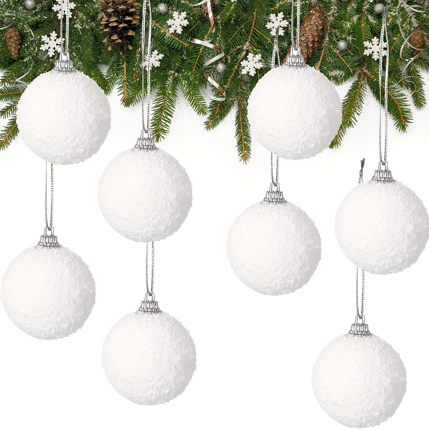24 Christmas Snowball Ornaments Foam Balls for Tree Decoration 3.99cm
