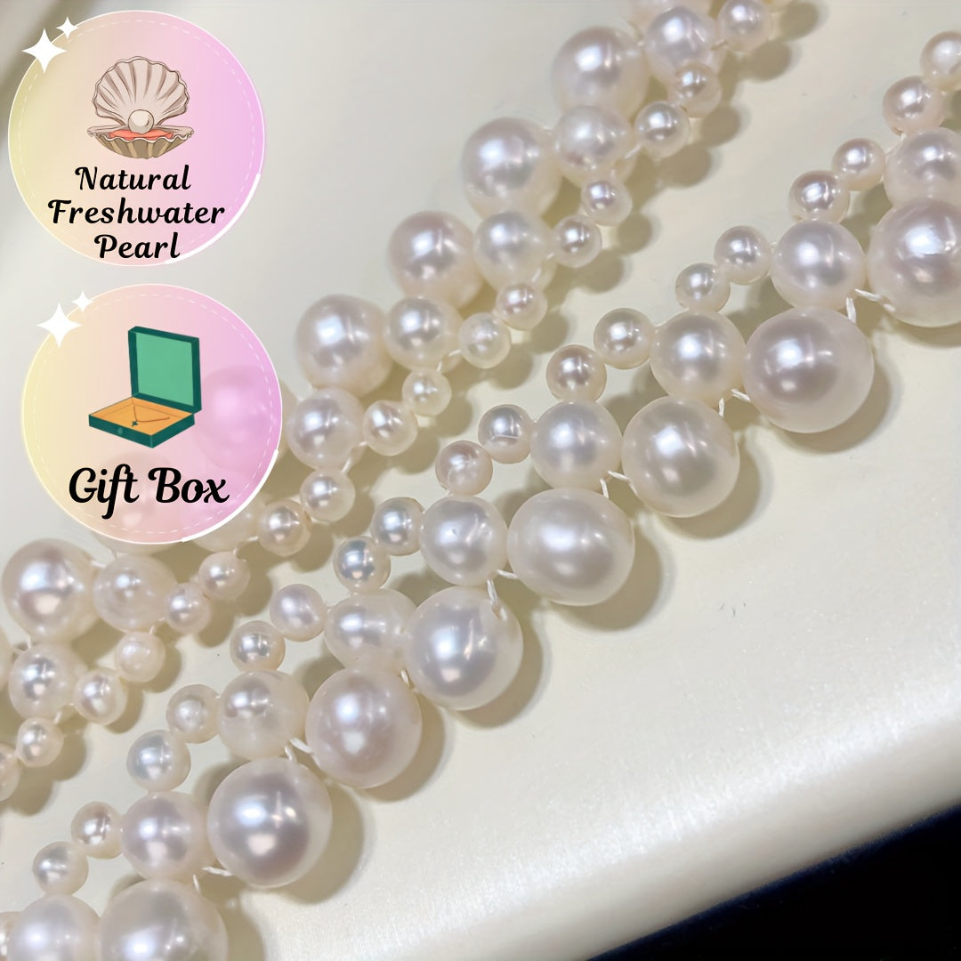 Freshwater Pearl Layered Necklace for Women Elegant Jewelry for Weddings Birthdays Valentine’s Day