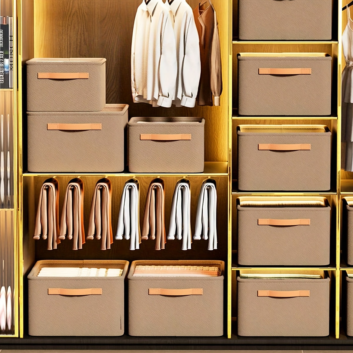 Fabric Laundry Basket with Handles Collapsible Stackable Durable for Bathroom Bedroom