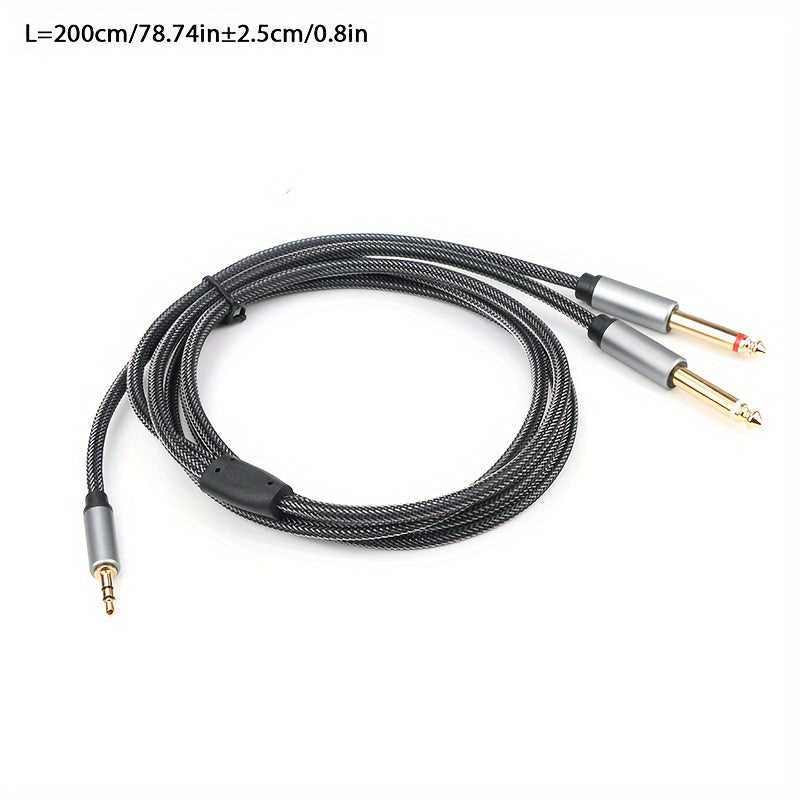 Cable de audio de 3.5mm a 6.35mm 2-en-1, malla de nylon, aleación de aluminio, sonido de alta fidelidad para PC, teléfono, tableta, micrófono, altavoz, guitarra