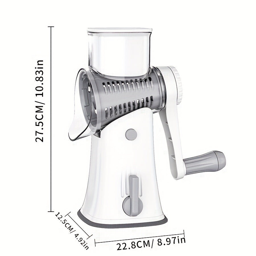 Manual Rotary Mandoline Slicer with Interchangeable Blades for Vegetables and Cheese
