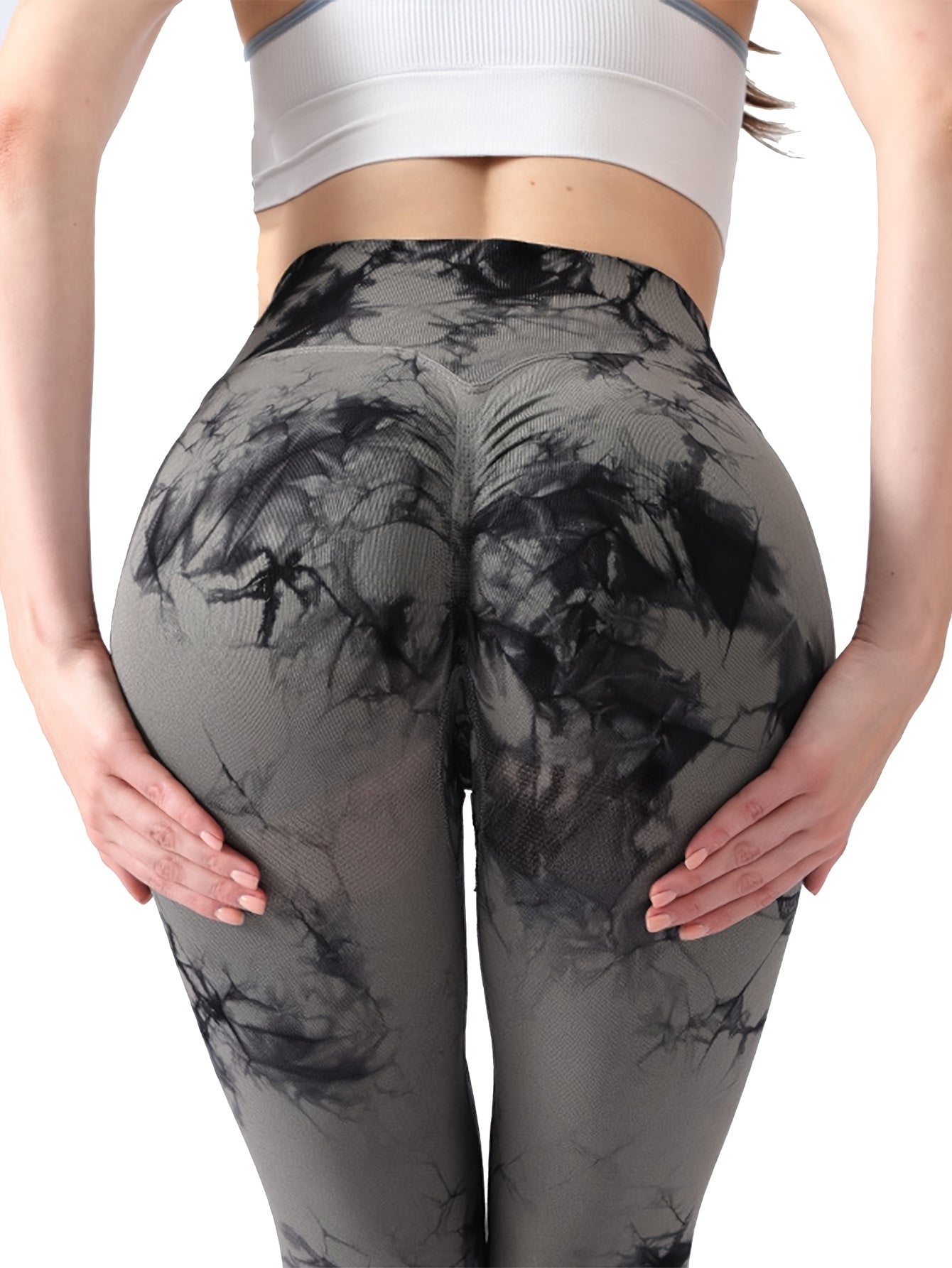 Женские леггинсы для йоги с высоким поясом и эффектом тай-дай, с эластичной и впитывающей тканью