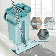 Simple-Care Flat Mop Kit - Nam va Quruq Sirtlar uchun Mos, Oshxona, Hammom, Yashash Xonasi Barcha Sirtlarga Yumshoq - Elektr energiyasi talab qilinmaydi, Uzoq muddatli Plastik Materiallar