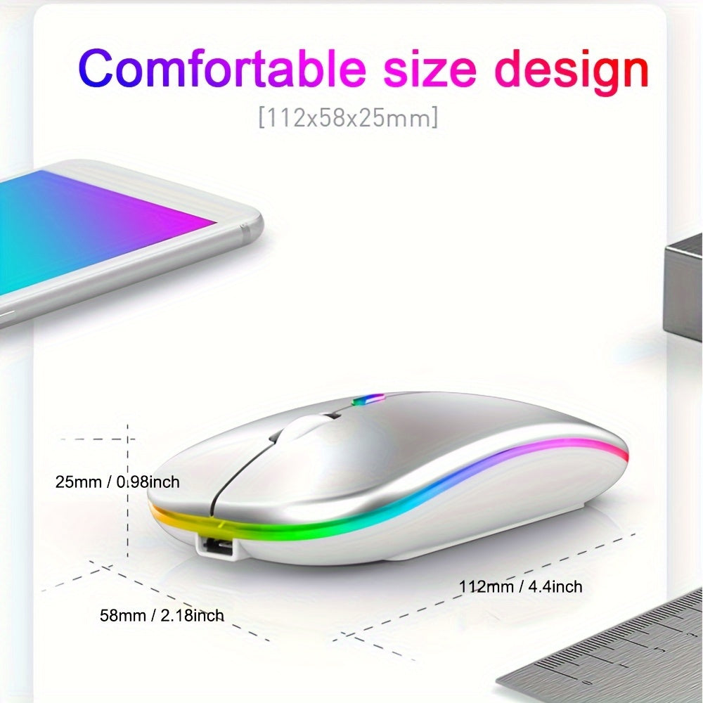 Wireless Ergonomic Mouse with RGB Backlight, Rechargeable Battery, Honeycomb Design, Compatible with PC, Laptop, iPad