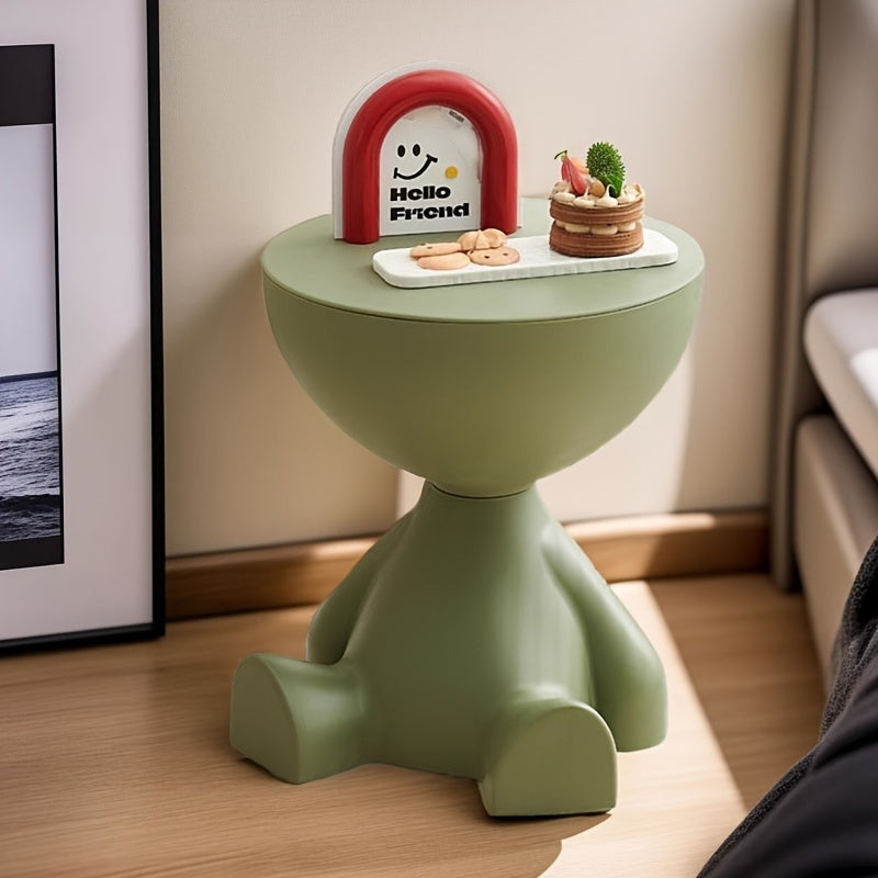 Plastic Modern Side Table for Small Spaces Casual Style No Assembly