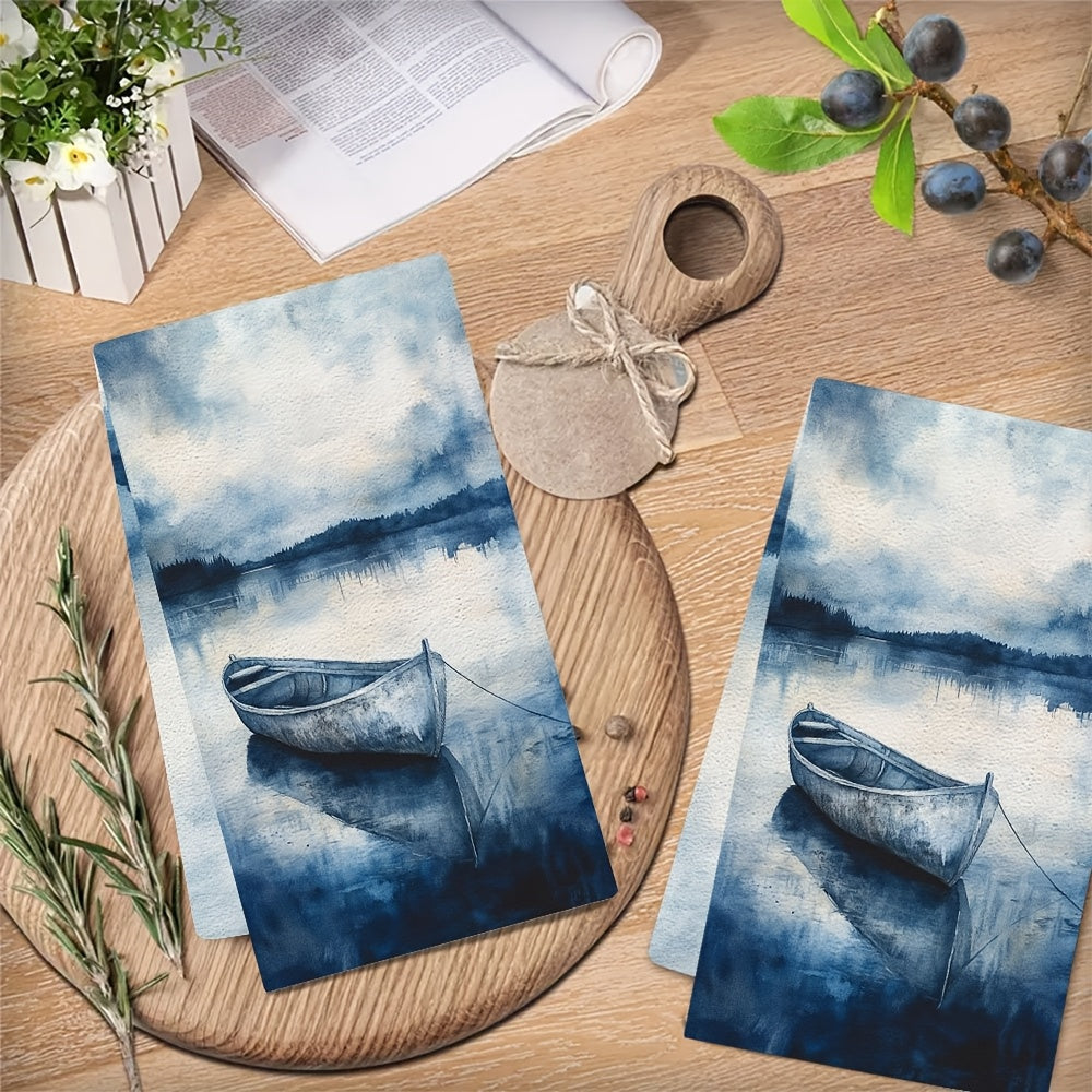 Set of 2 Coastal Love Kitchen Towels Ultra Soft Absorbent Polyester 40x60 cm