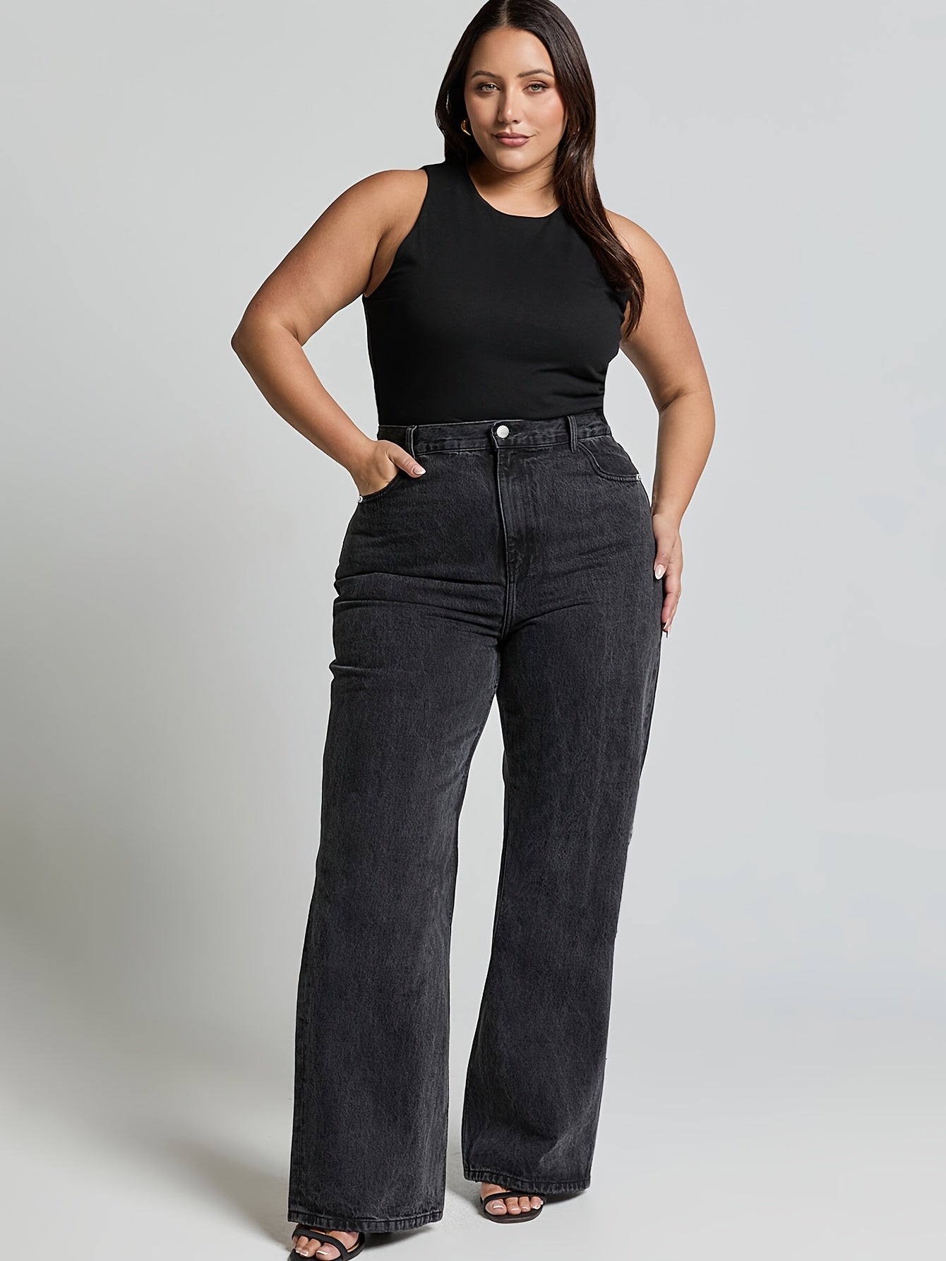 Women's Plus Size Non-Stretch Jeans - Structured Leg Pants with H-Line Fit