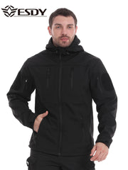 Men's Winter Jacket Softshell Hooded Thickened Warm Hunting Polar Outdoor Coat