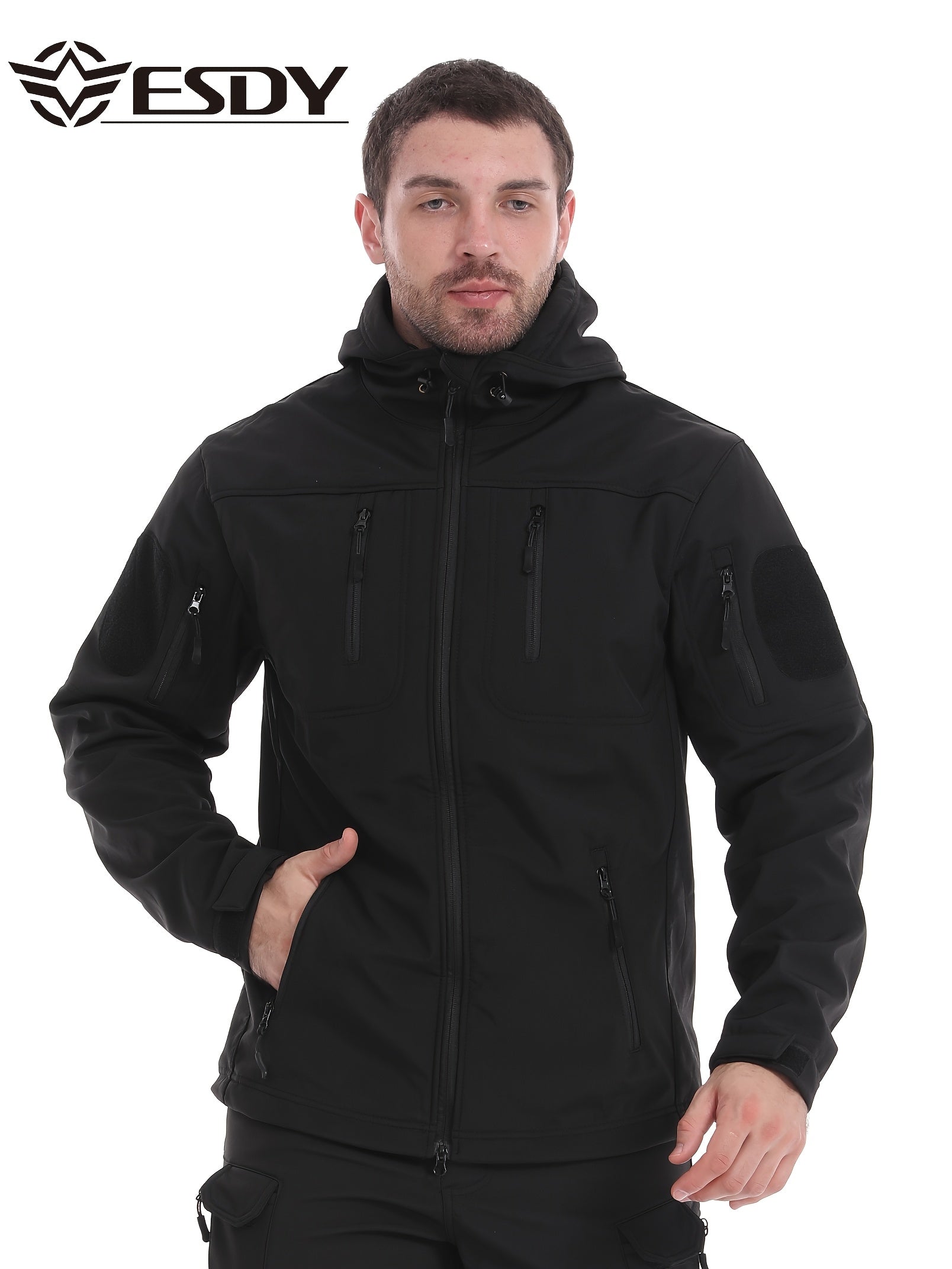 Men's Winter Jacket Softshell Hooded Thickened Warm Hunting Polar Outdoor Coat