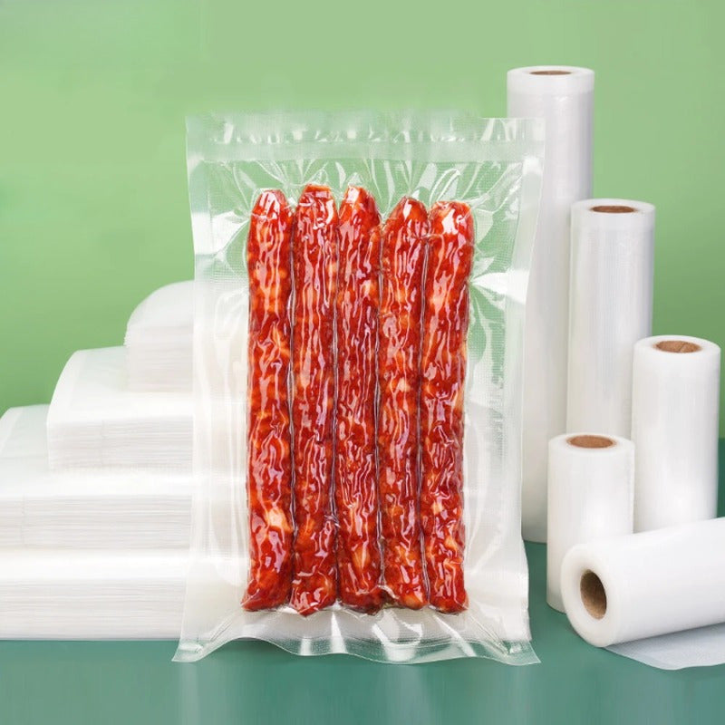 Vakuum oziq-ovqat paketlash sumkalar to'plami 5 ta rulon BPA-siz, moslashtiriladigan uzunlik dengiz mahsulotlari, go'sht uchun