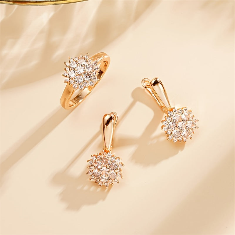 Jewelry Set Gold Plated Copper Cubic Zirconia for Weddings Parties Gifts