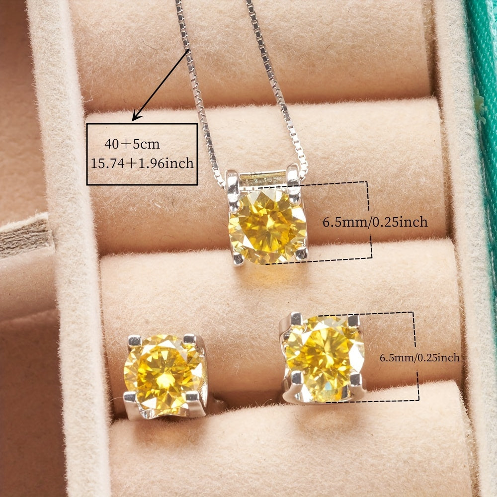 Set of 3 Silver Jewelry Rings and Earrings with Moissanite and Diamond Accents