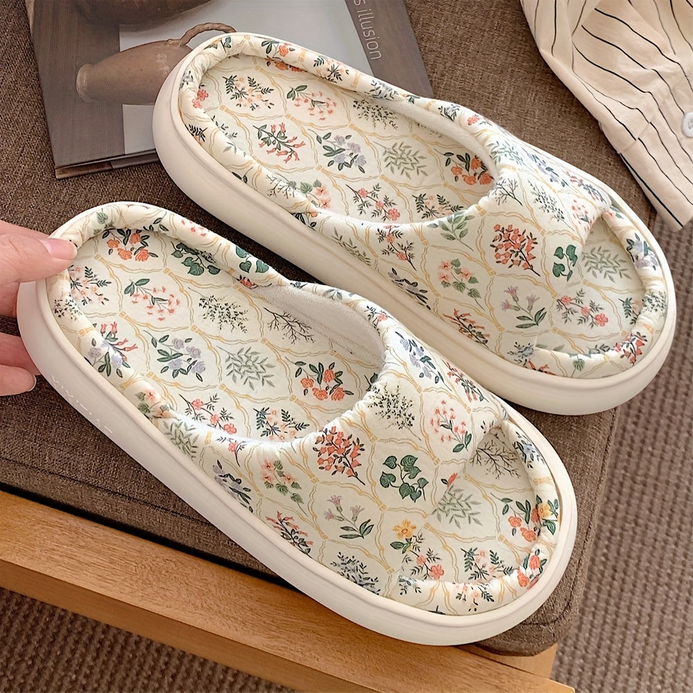 Women Linen Slippers Solid Color Non-Slip Floor Shoes for All Seasons
