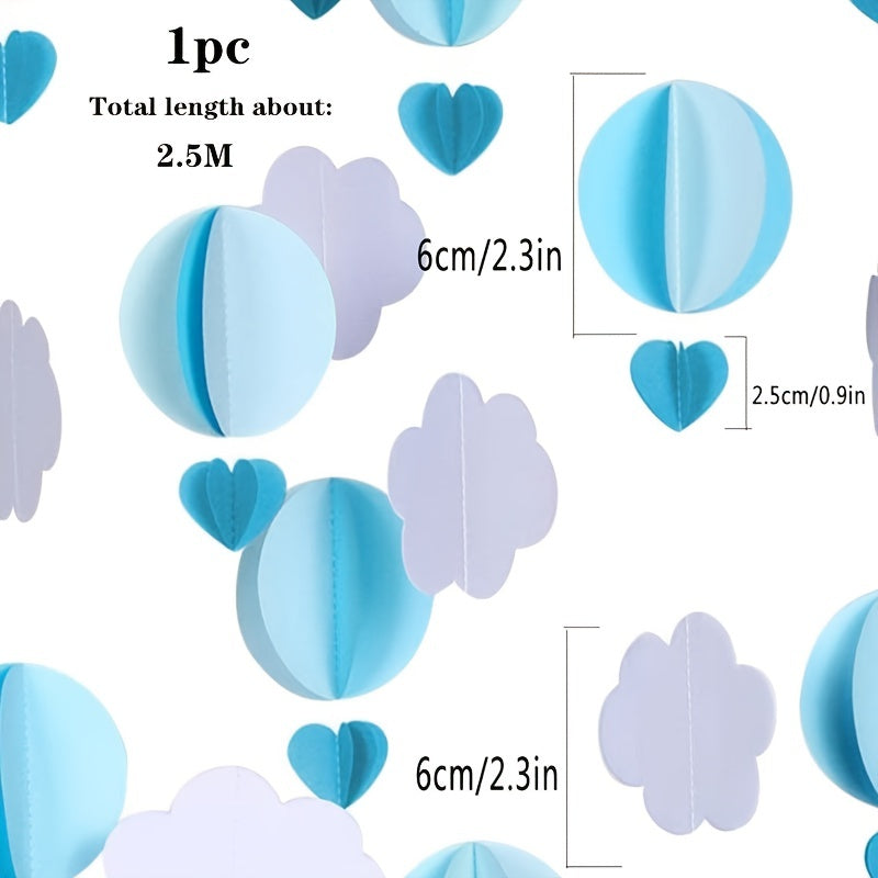 Decoración de pared con corazón de papel 3D, nube y flor para el hogar