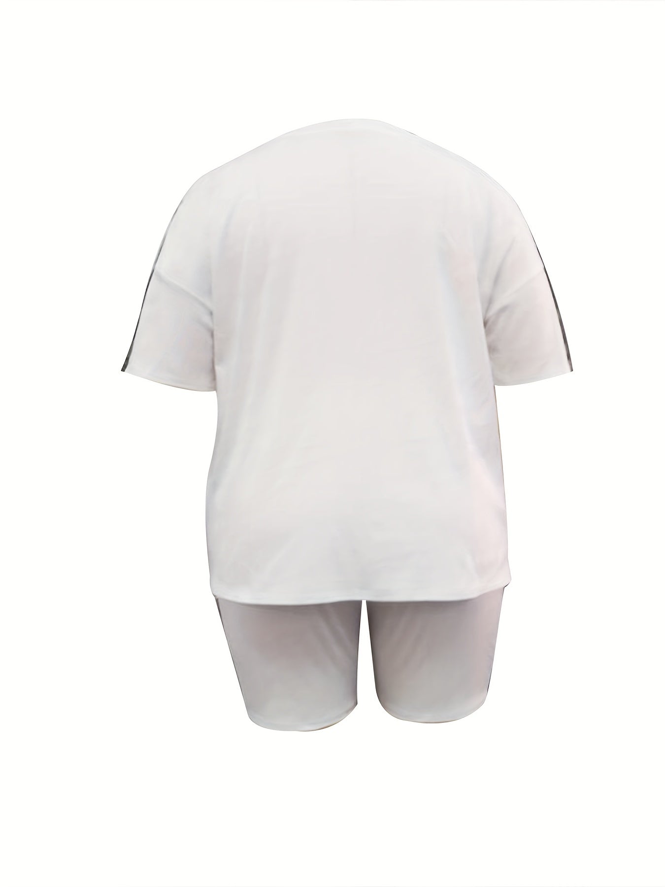 Plus Size Women's Letter Print Short Sleeve Tee and Shorts Set