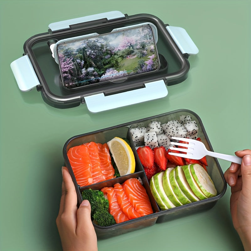 Large Capacity Leak-Proof Lunch Box with Spoon Double-Layered Microwave Safe