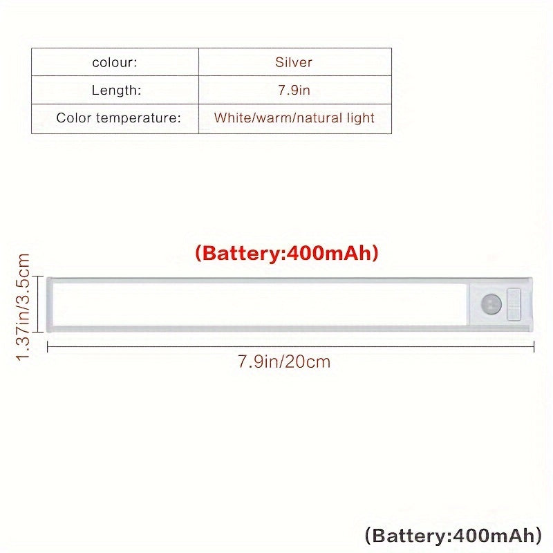 LED Motion Sensor Cabinet Lights Rechargeable USB Battery Powered for Home Use