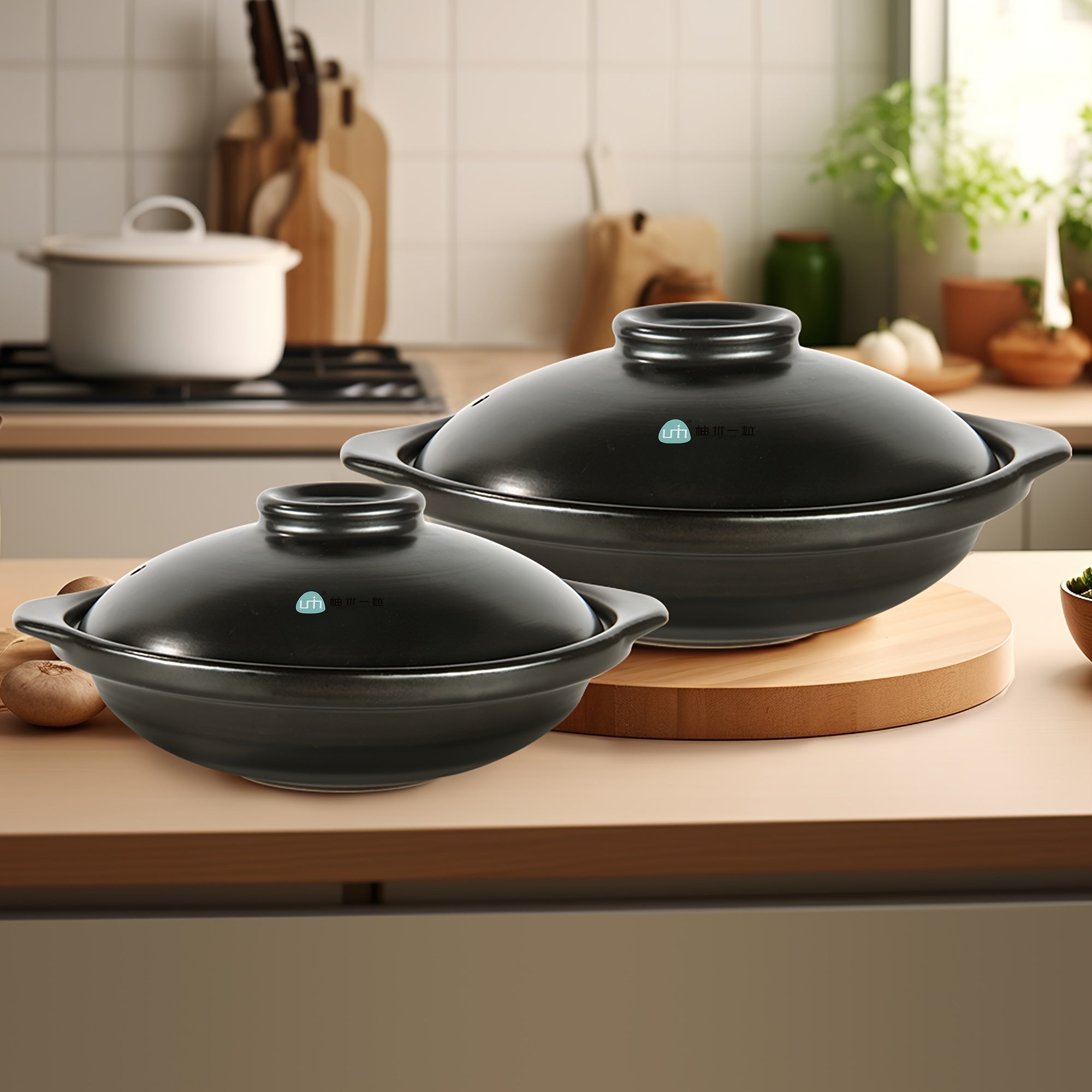 Керамическая кастрюля-рагу с глиняной мелкой кастрюлей, универсочная земляная посуда с крышкой для традиционного приготовления риса, супа и хот-пота.