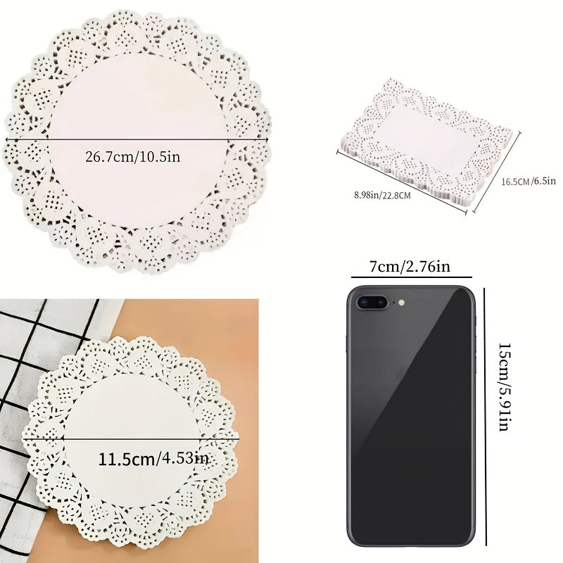 50 Pieces Lace Paper Oil Absorption Pads Cake Baking Pizza Food Pads in 3 Shapes