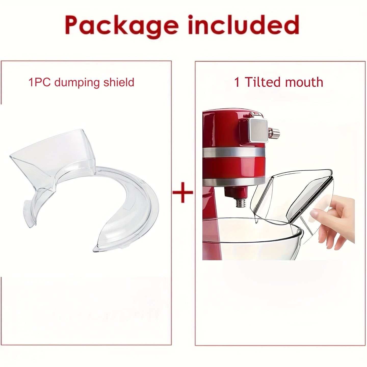 Set of 2 Plastic Pouring Shields for Stand Mixer 4.5-5QT Splash Guards Adjustable Food-Grade Chute