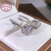 Sterling Silver 18k Gold Plated Moissanite Drop Earrings for Women Engagement Wedding