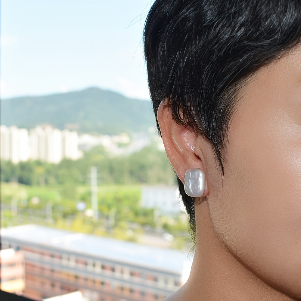 Pendientes de perla para mujer, agua dulce natural, plateados, libres de níquel