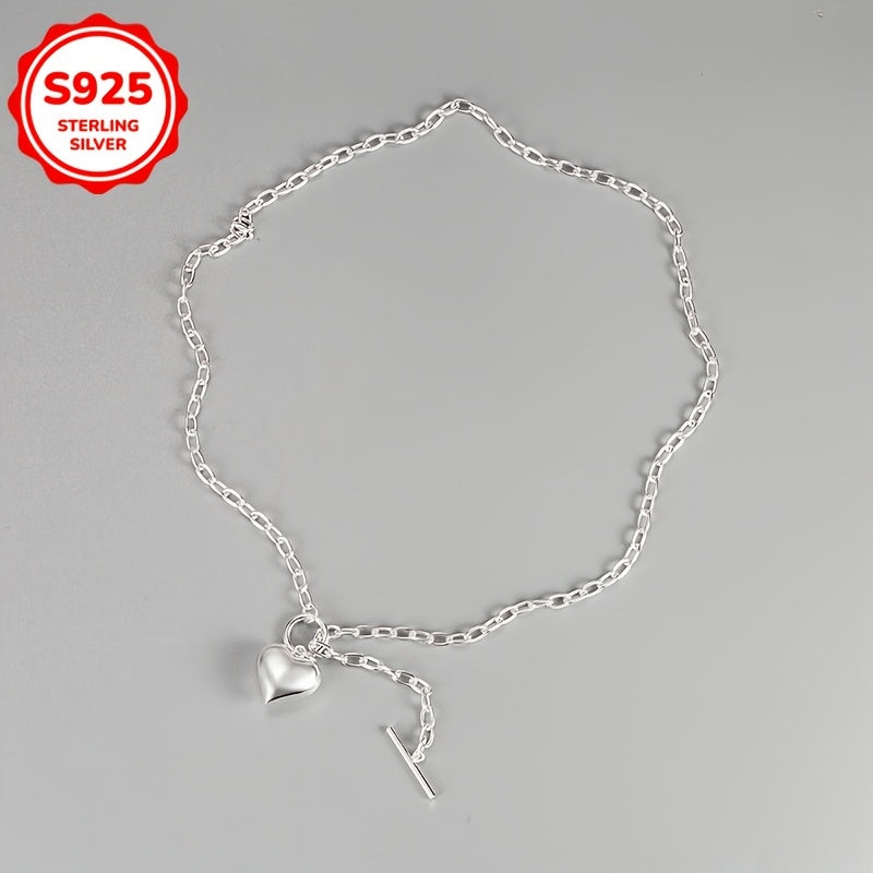 Women's Silver Pendant Necklace Heart OT Buckle Hip-Hop Style Jewelry