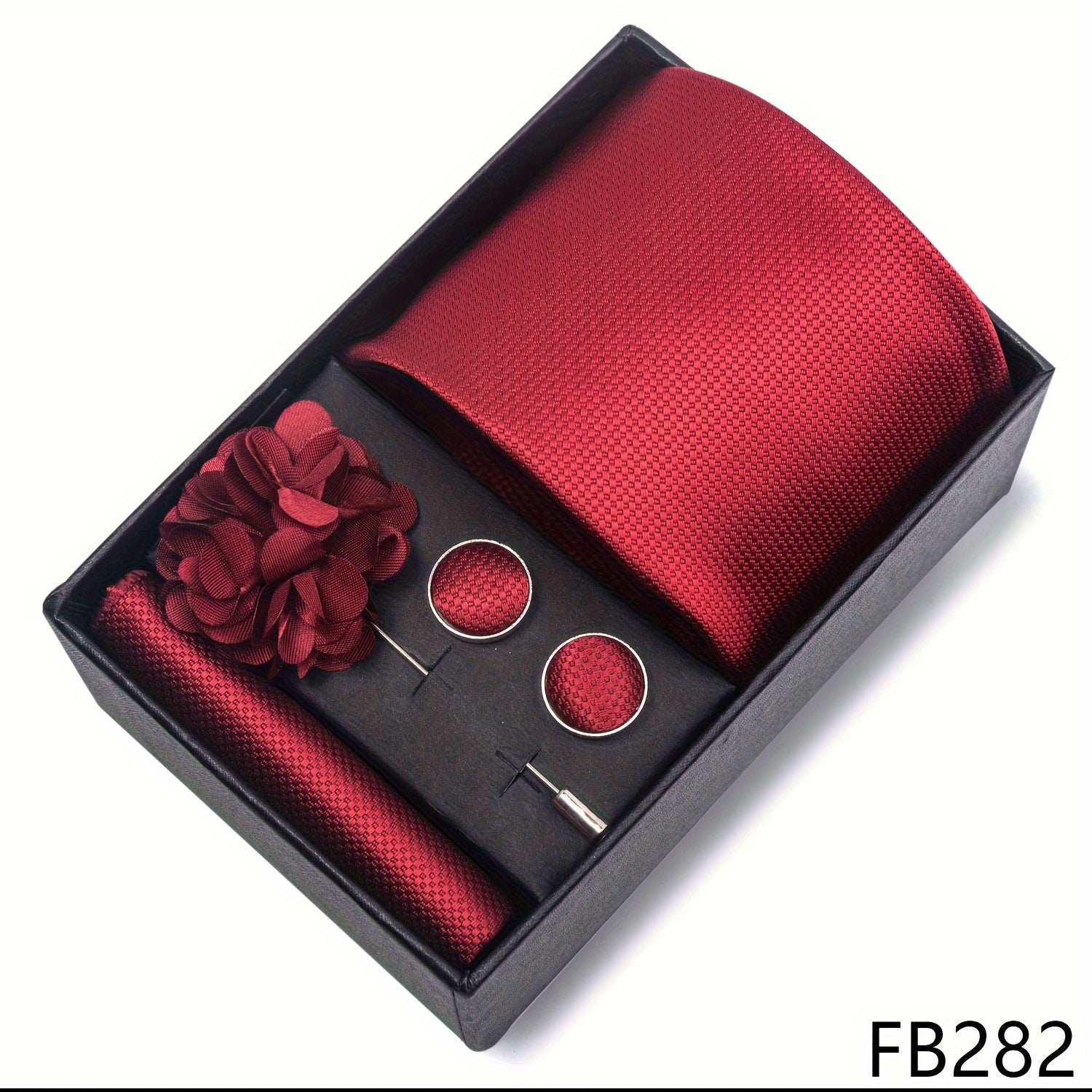 Men's Fashion Tie Set with Striped and Paisley Neckties, Pocket Square, Cufflinks, Lapel Pin in Gift Box for Business and Weddings