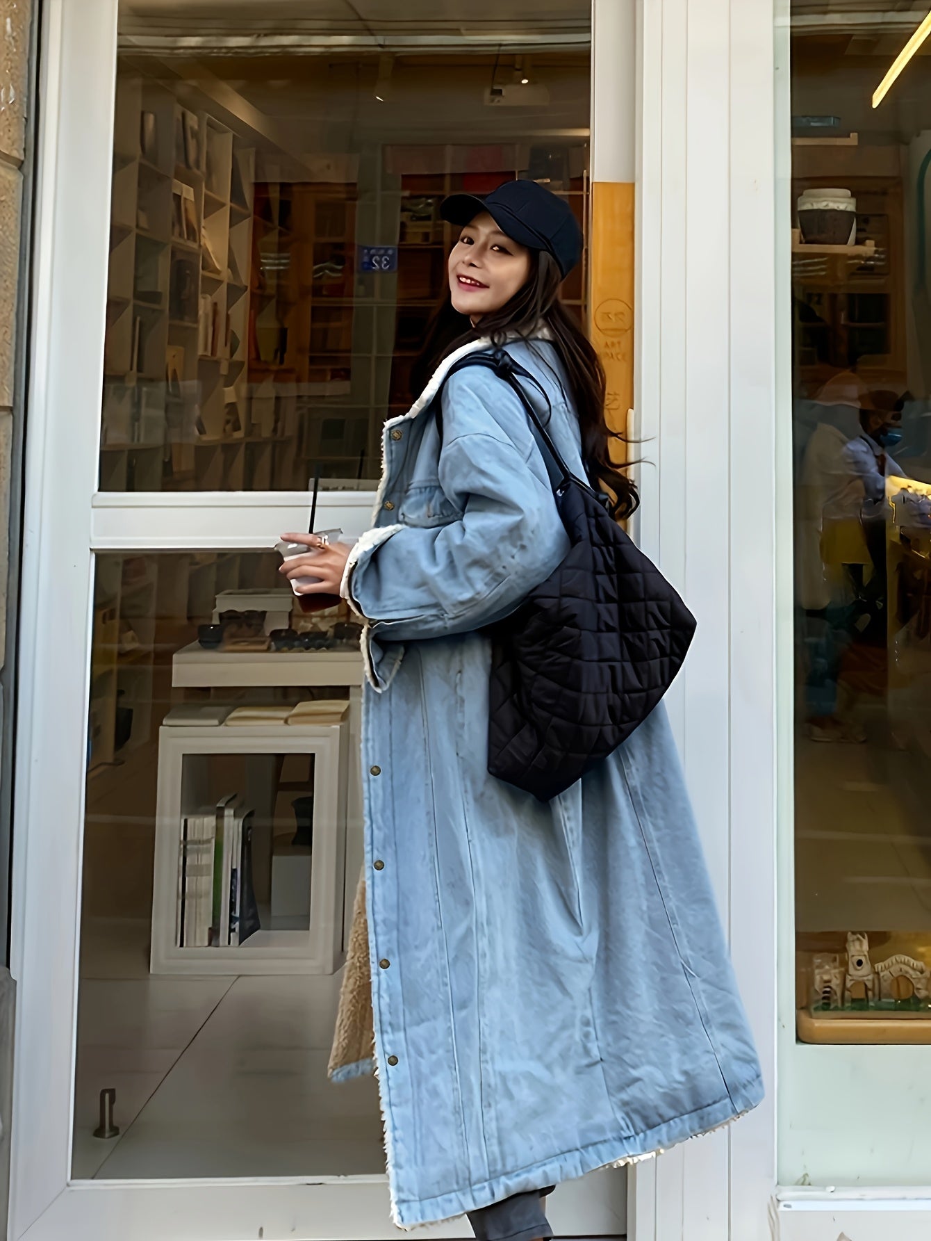 Джинсовая куртка STLT для женщин с шерповым подкладом на осень/зиму, однотонная, с пуговицами, утолщенная теплая верхняя одежда