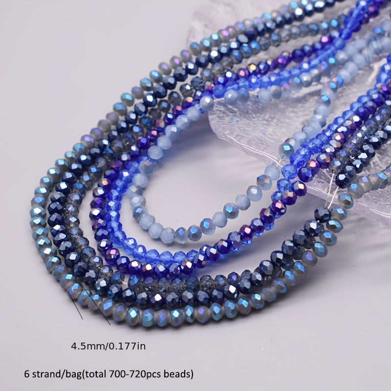 720 Pieces Faceted Glass Rondelle Beads 4mm for Jewelry Making and Crafts