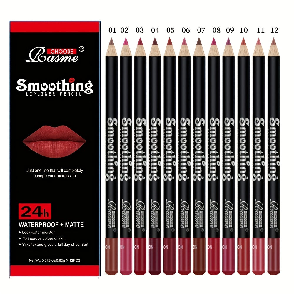 12 Pcs Long-Lasting Lipstick Set With Lip Liner And Matte Lip Gloss For Women