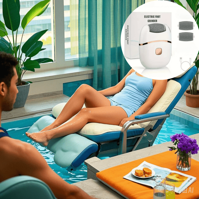 Rechargeable Electric Foot Massager with 2 Interchangeable Heads for Exfoliation and Scrubbing for Men and Women