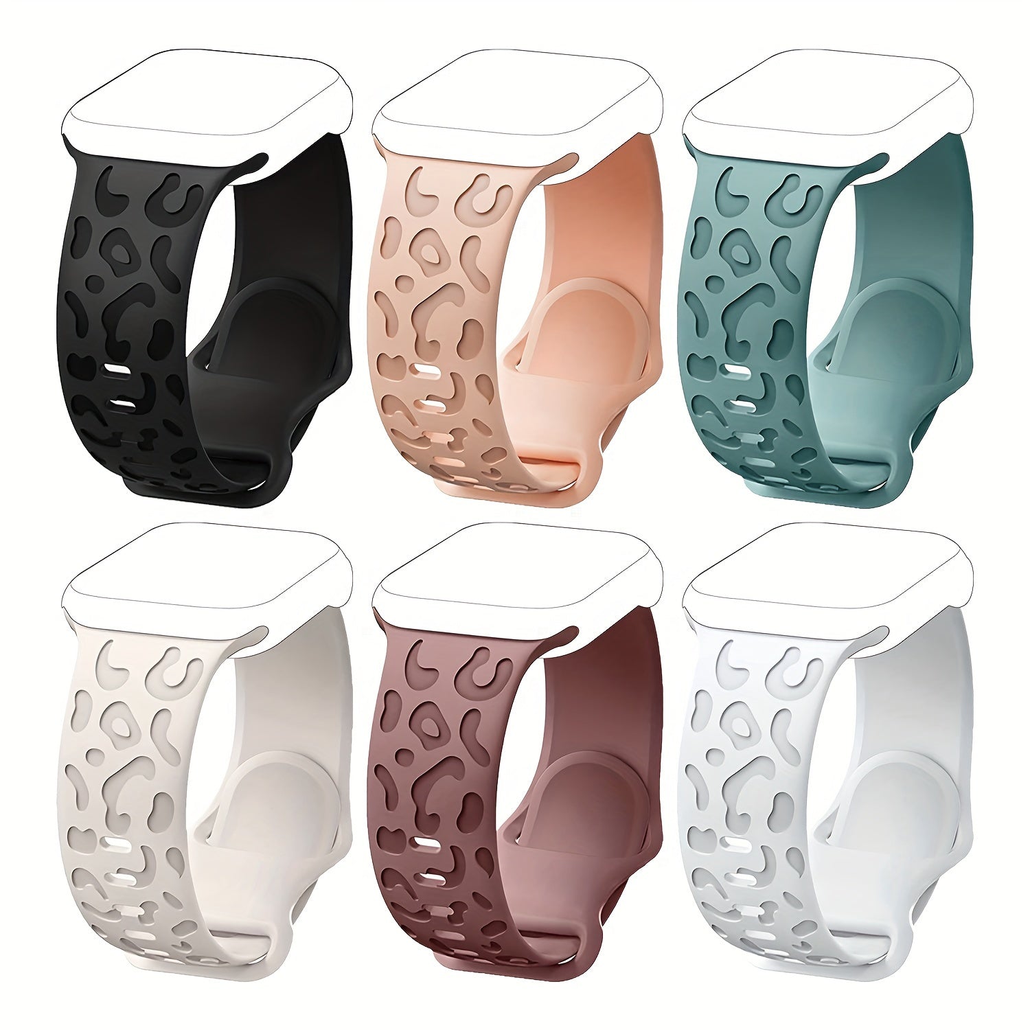 Waterproof Silicone Watch Band for IWatch Series 8 7 6 5 4 3 2 SE Leopard Engraved