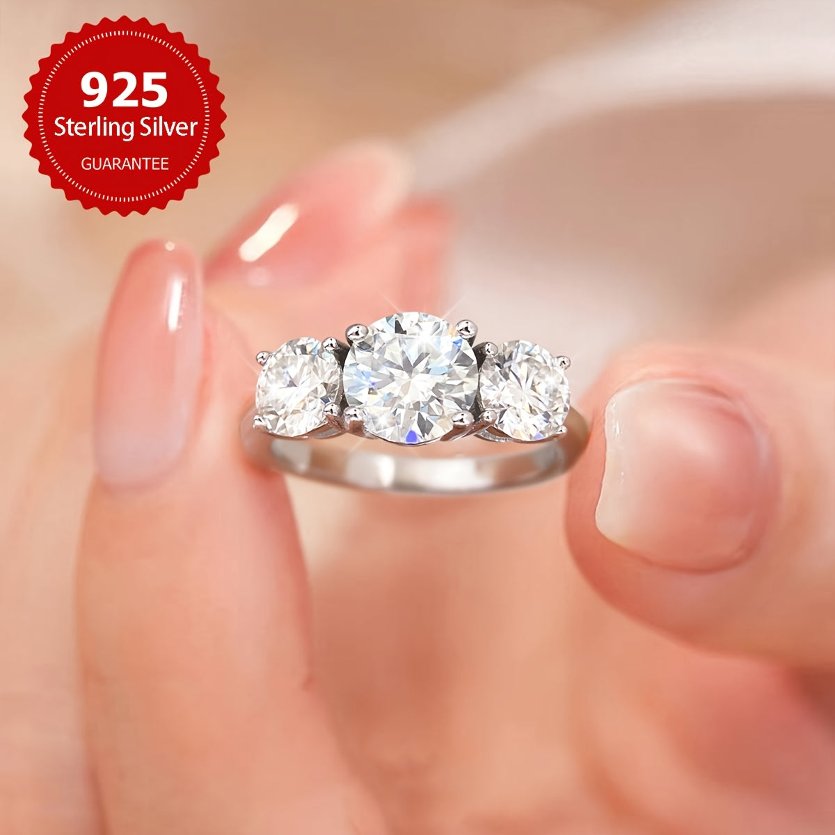 2CT Moissanite Eternity Ring for Women Hypoallergenic Sterling Silver Engagement Wedding Promise Jewelry