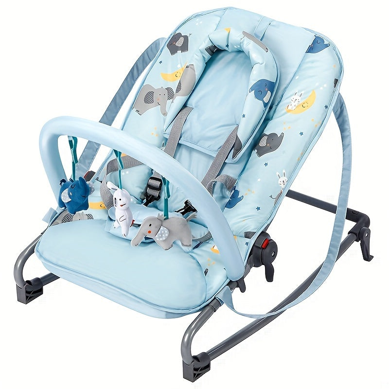 Kids Recliner Chair for Babies and Toddlers Adjustable Rocker with Toy Bar Blue