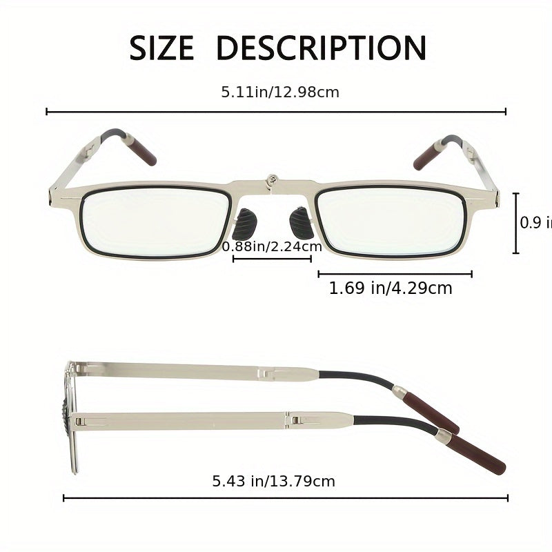 Rectangular Full Rim Reading Glasses Men Women Anti-Blue Light Metal Frame Mirror Coating