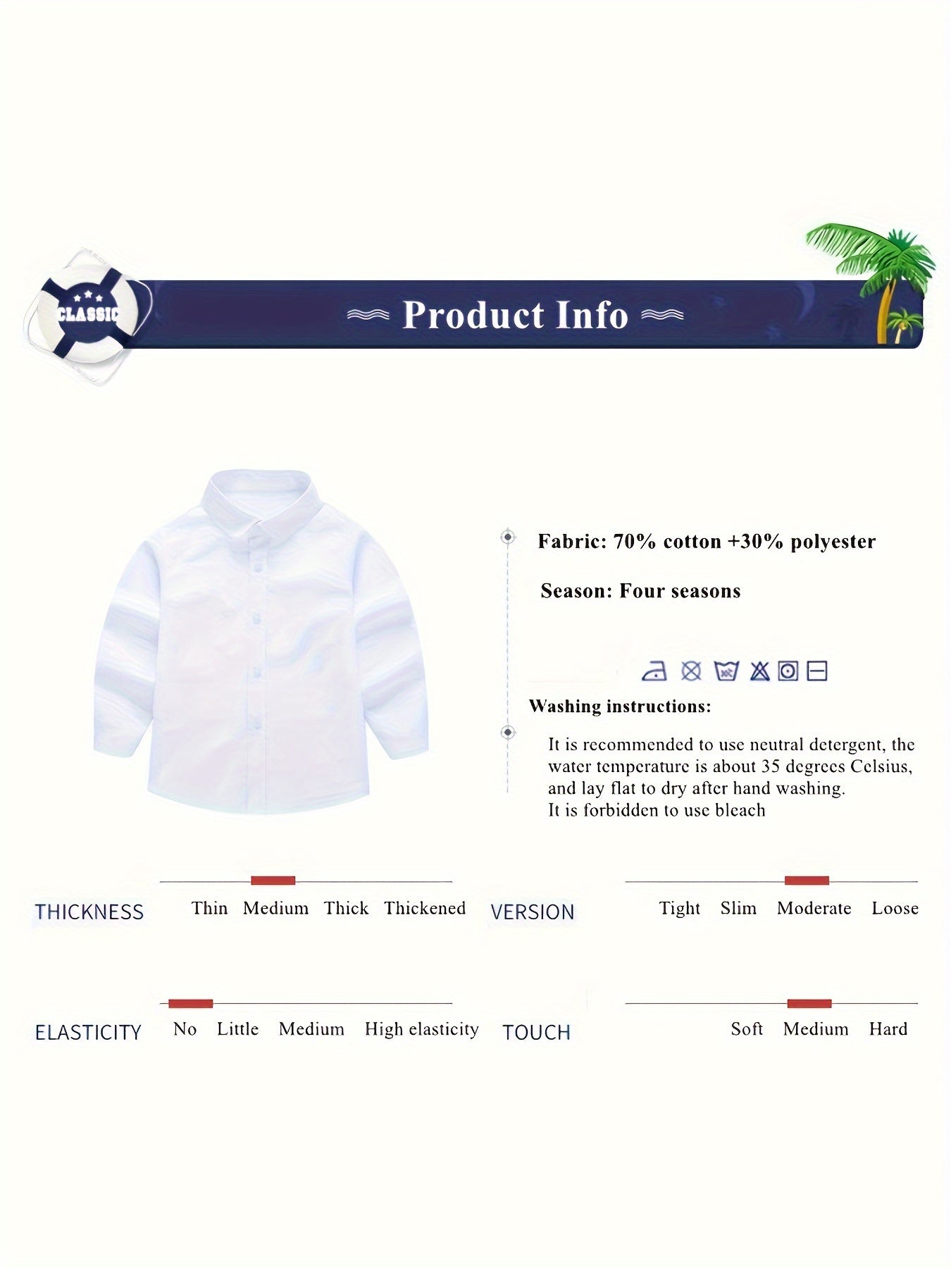 O'g'il bolalar uchun bir rangli rasmiy ko'ylak ko'ylaklar - bahor va kuz mavsumi uchun uzun qo'lqopli tugmachali yuqorilar.