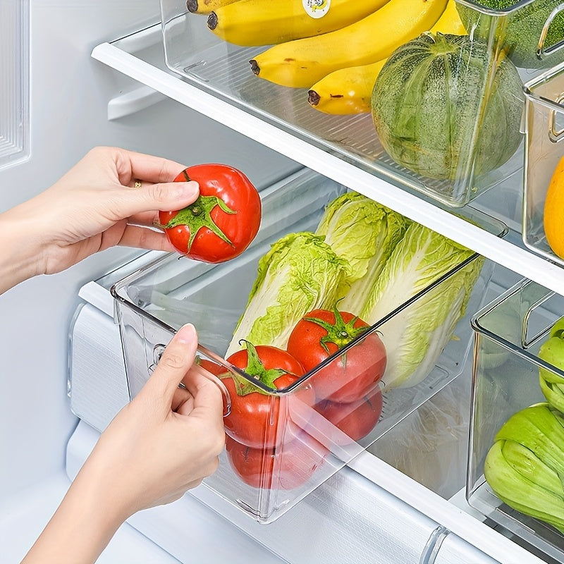 Clear Plastic Food Storage Bins with Handles for Refrigerator Pantry Freezer and Kitchen Organization