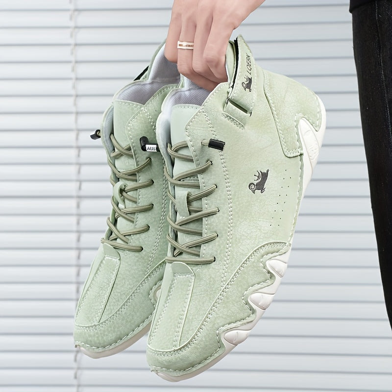 Women's Leather Low-Top Lace-Up Boots Comfortable All-Season Trendy