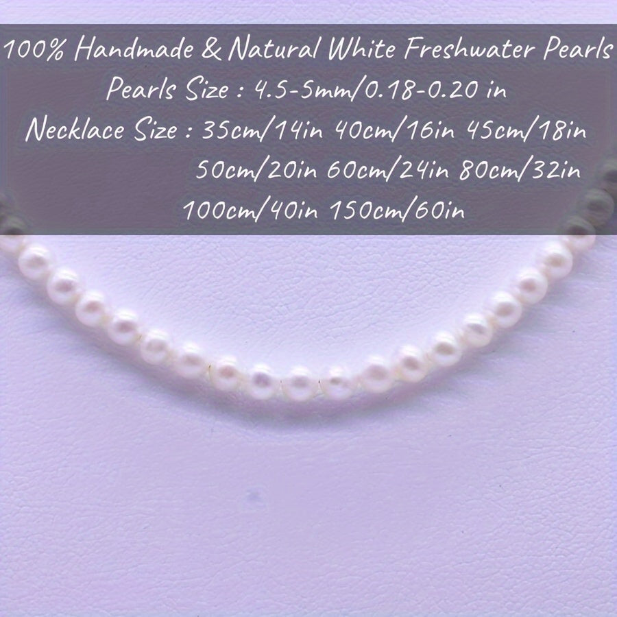 Natural White Freshwater Pearl Necklace Choker 4.5-5mm Gift Box Unisex Jewelry
