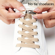 Unisex Elastic No Tie Shoelaces Set Widened Flat Dress Shoe Laces