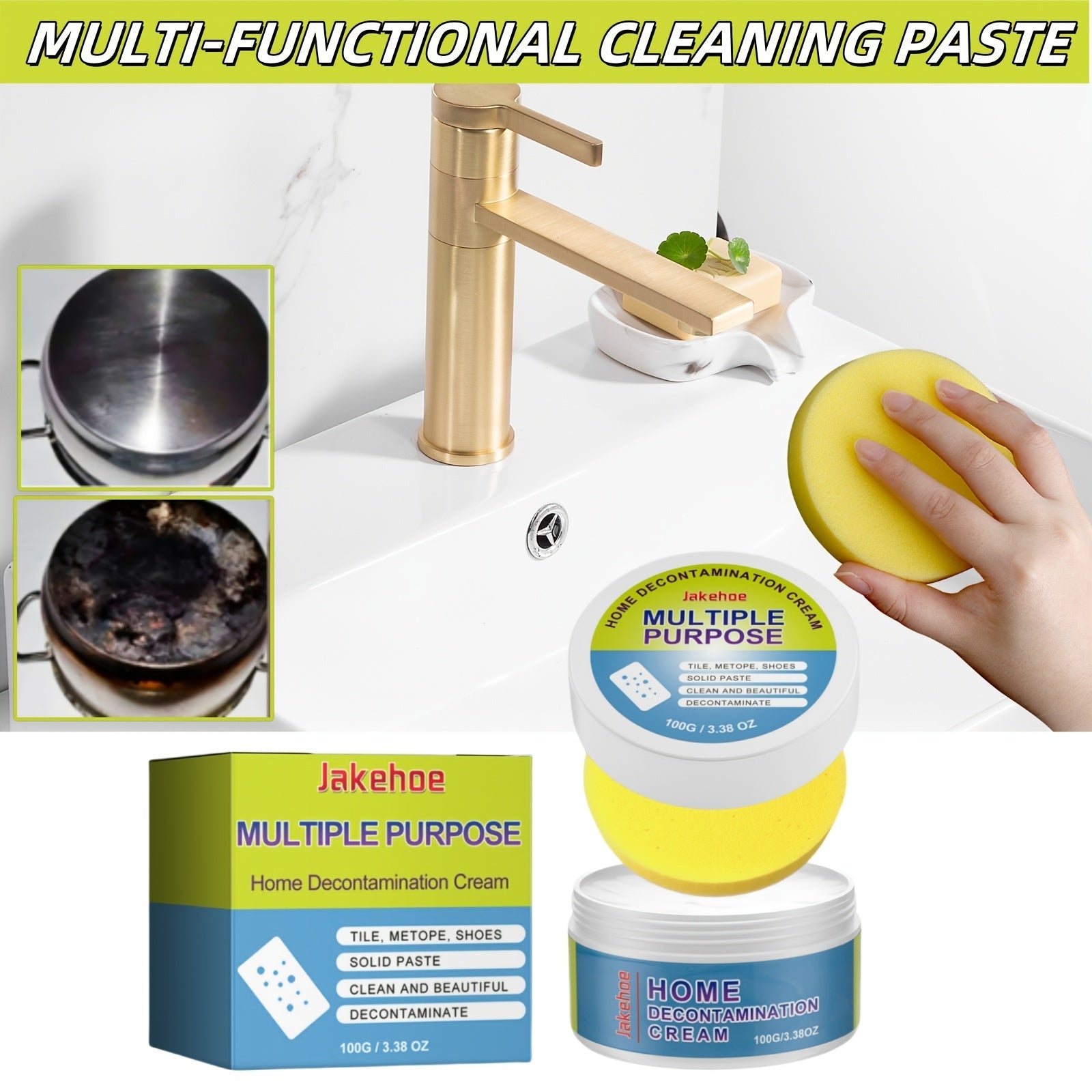 Multi-Purpose Metal Paste Rust Remover for Kitchen Stovetops and Range Hoods